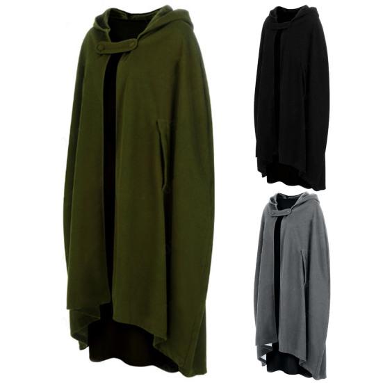 Winter Women Cloak Thickened Loose Warm Windproof Lengthened Medieval Style Single Button Closure
