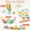 NTEVXZ 20 Pcs Wooden Animal Stacking Toys, Colorful Stacking Blocks, Educational Learning Toys with Storage Bag for Toddlers Kids