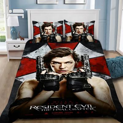 Copripiumino Federa Stampa 3D Set Biancheria da Letto Resident Evil Adulto Ragazzo Ragazza Decorazione Camera da Letto Regalo per Bambini Singolo Matrimoniale Grande
