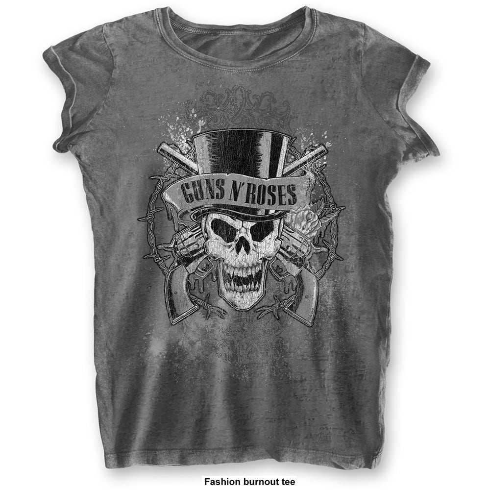 

Guns N Roses Ladies Slim Fit T-Shirt: Faded Skull OFFICIAL NEW 3XL