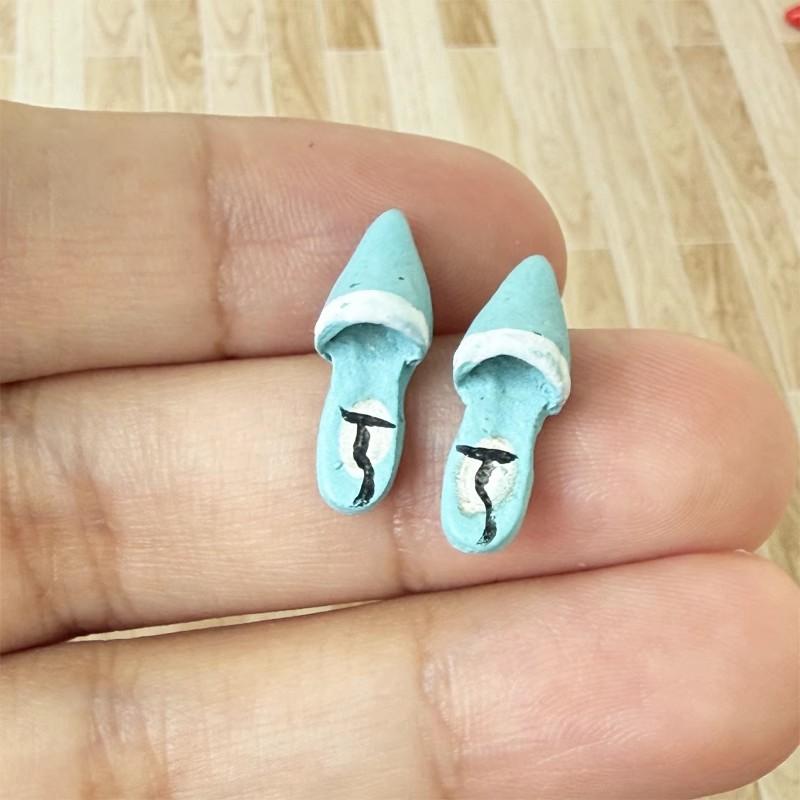 1Pair Miniature High Heels Decoration 1/12 Scale Dollhouse Mini Slippers For Doll Shoes DIY Accessories Toys