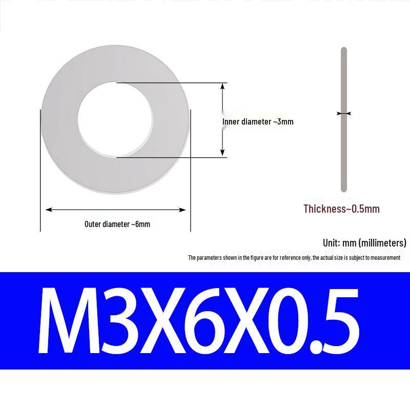 304 Stainless Steel Ultra-Thin Flat Washer, Thickness: 0.1/0.2/0.3/0.4/0.5 Mm, Sizes M1-M8