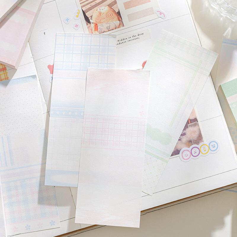 Sakura Series Tearable Sticky Notes: 60-Sheet Color Blocking with Grid Background