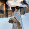 Red scarf women's winter Korean atmosphere 2025 new plaid couple warm thickened shawl scarf neck protection