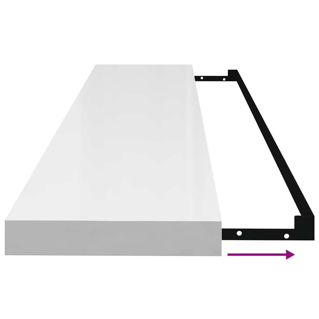 Floating Shelf High Gloss White 120 X 23.5 X 3.8 Cm MDF