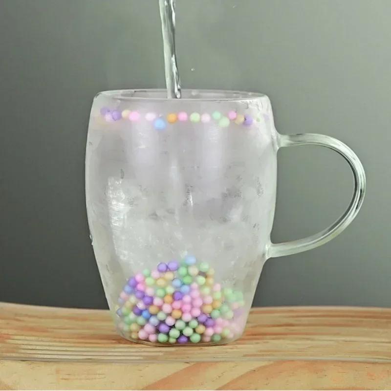 Double Layered Dried Flower Glass Cup Creative Pattern Mugs High Borosilicate Insulated Cup Kitchen Drinkware Home Accessories