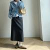 With Sweater Coat Skirts Autumn and Winter New Gray Back Slit Suit Skirt