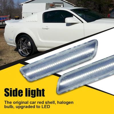 Clear Lens White LED Rear Side Marker Reflector Lights For 05-09 Ford Mustang