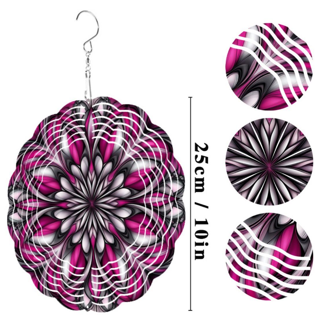 

Elegant 3D Metal Wind Spinner - Vibrant Pink & Black Floral Design, Ideal for Garden & Outdoor Decor, Battery-Free Operation, Perfect Giftor