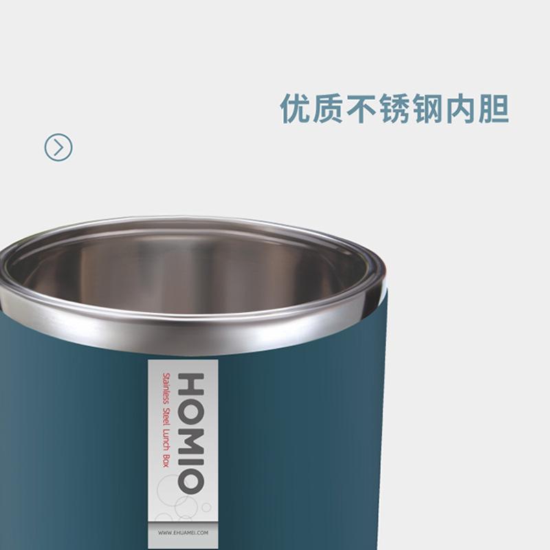Stainless Steel Insulated Lunch Box for Students Adults Round Bento Food Container with Handle Portable Leak-Proof