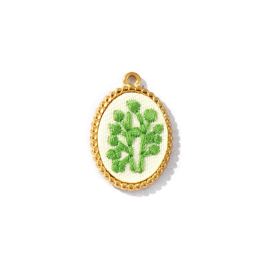 2Pcs Multicolor Geometric Flower Leaf Embroidered Charms 18K Gold Plated 304 Stainless Steel Pendant DIY Necklace Jewelry Making