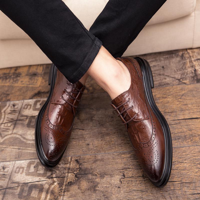 

Large size leather shoes men s 2025 new British trend casual small leather shoes Korean version versatile pointed hair stylist tide 37 чёрный