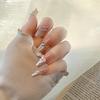 2026 Stylish Medium-Length Wearable Flower Nail Tips - High Quality, Handmade Detachable Nail Art for Students