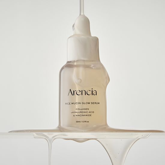 arencia Sérum Iluminador de Mucina de Arroz – 30ml Potenciador Coreano para una Piel Luminosa y Jugosa, Para una Piel Jugosa con Mucina de Arroz y Colágeno