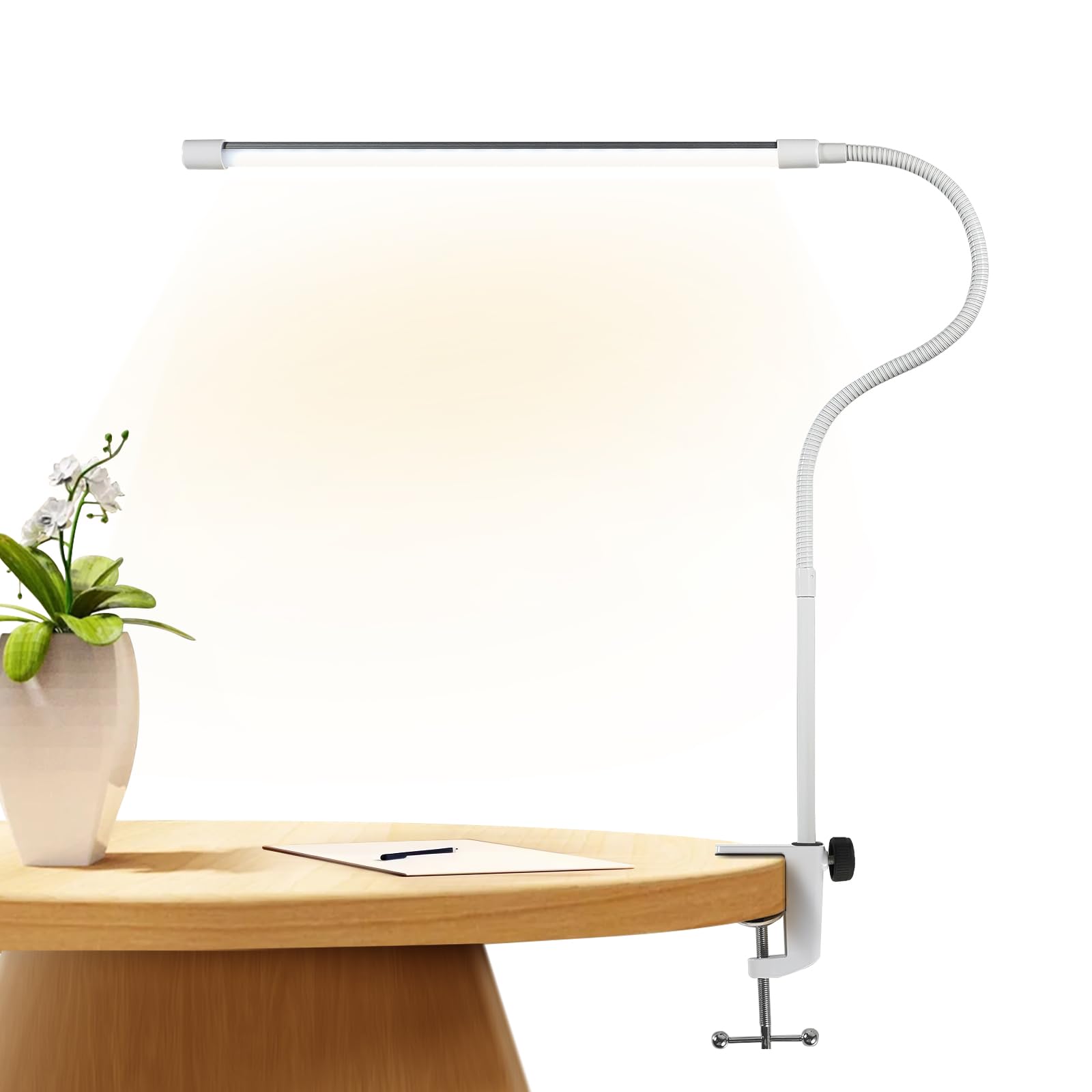 

Светодиодная настольная лампа HYPOWELL, лампа-клипса, лампа с рычагом, лампа для чтения, щадящая глаза, бесступенчатая регулировка яркости, 3 настройки цветовой температуры, плоский свет,