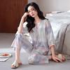 Woven cotton gauze pajamas women's summer pure cotton seven-quarter sleeves spring and summer cotton thin large-size summer loungewear set