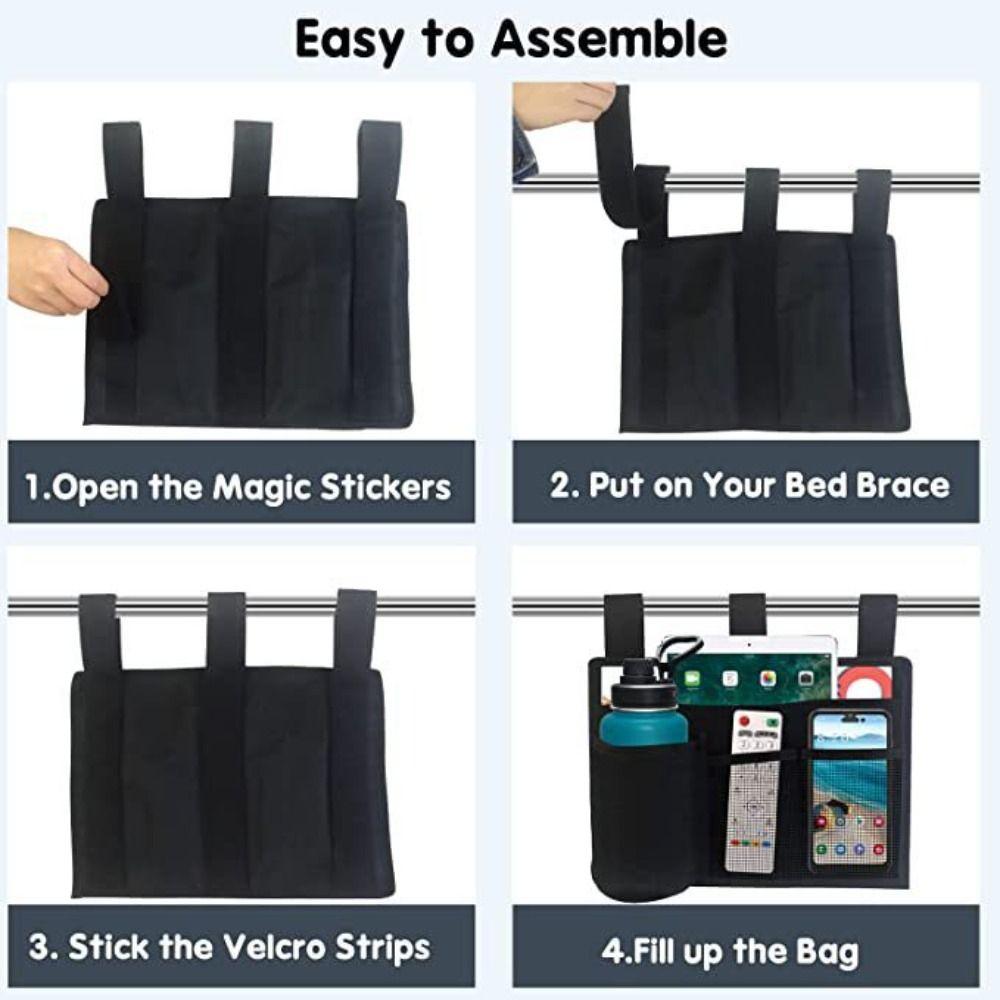 

Multi-Pocket Storage Hanging Bag Nylon Bedside Storage Bag New Bed Rails Storage Bag