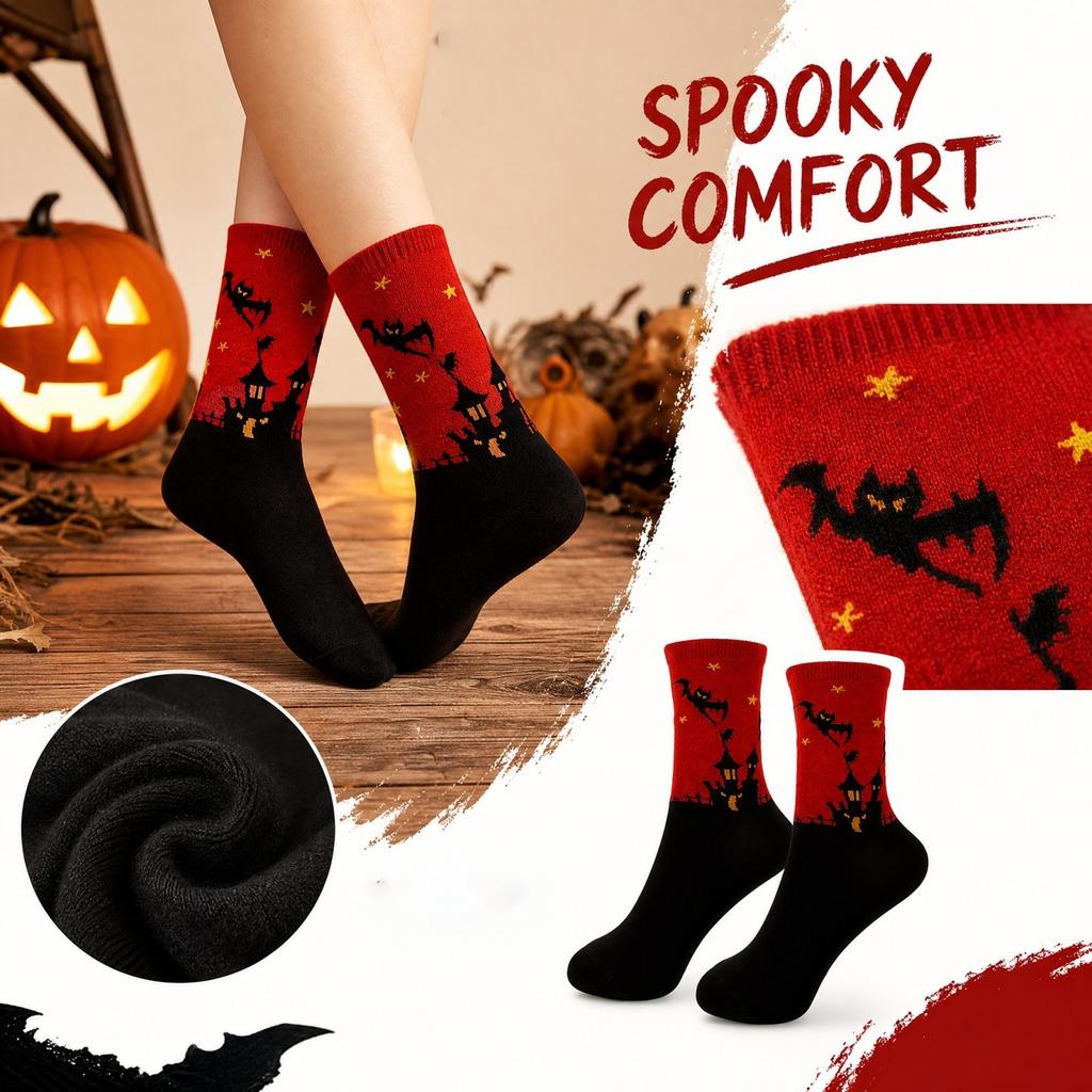 Halloween Printed Mid-Calf Socks Wicking Breathable Socks for Men Women Casual Daily Wear
