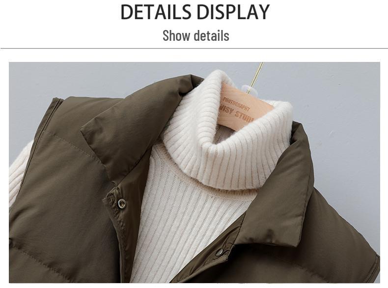 2024 Korean Style Women's Lightweight White Duck Down Vest, Winter Loose Fit, Trendy Plus Size Outerwear.