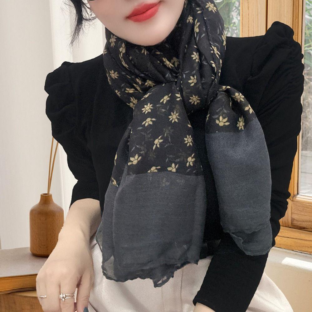 

Transparent Mesh Neck Scarves Flora Silk Scarf Shawls Luxury Ladies/Girls синій