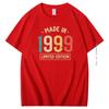 Summer Mens Tshirt 25th Birthday Gift Cotton Tshirt Vintage 1999 Birthday Graphic T Shirts Short Sleeve Tshirt Men Clothing