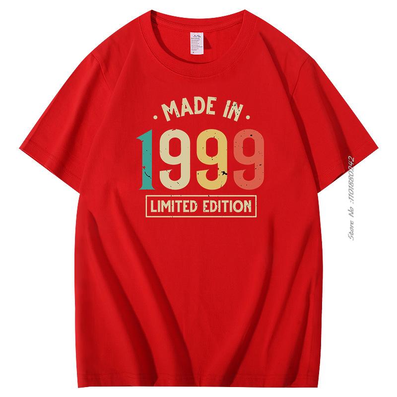 Summer Mens Tshirt 25th Birthday Gift Cotton Tshirt Vintage 1999 Birthday Graphic T Shirts Short Sleeve Tshirt Men Clothing