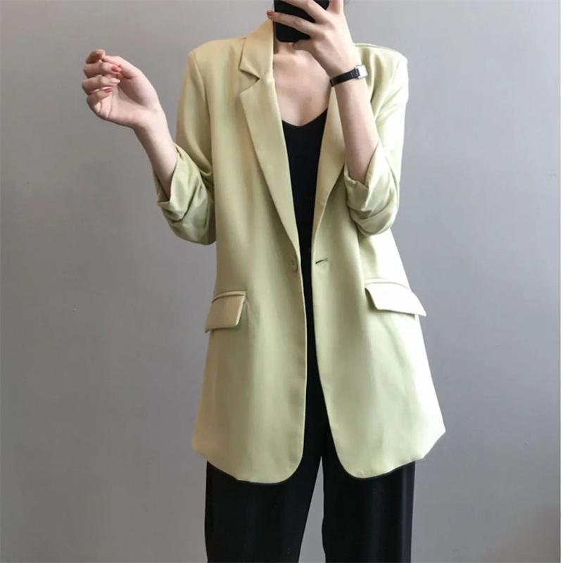 Chiffon Anzugjacke Damen Sommer Koreanisch Locker Weiß Dünn Lang Blazer Jacke Einfarbig Sonnenschutz Hemd Damen Blazer
