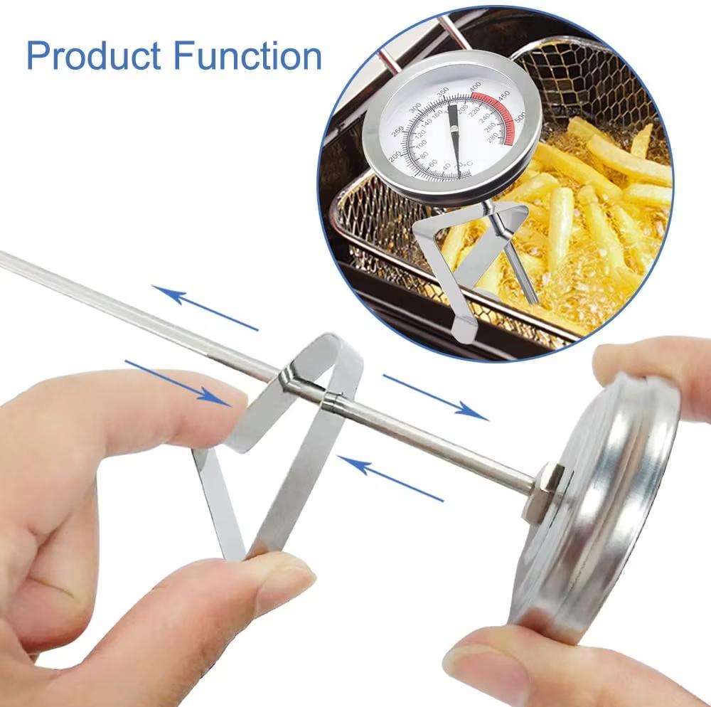 Candy/Deep Fry Thermometer with Instant Read & Pot Clip Stainless Steel Stem Meat Cooking Thermometer Best for Turkey/BBQ/Grill