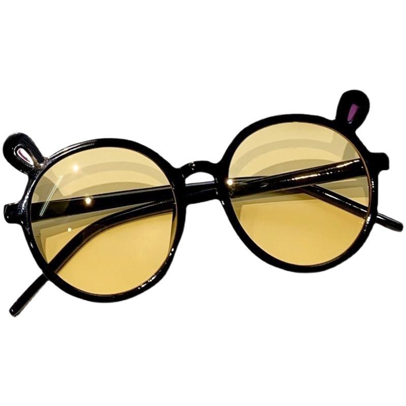 Modne Dziecięce Okulary Przeciwsłoneczne Urocze Uszy Misia Okrągłe Oprawki Okulary Przeciwsłoneczne Przezroczyste Kreskówkowe Okulary Dziecięce