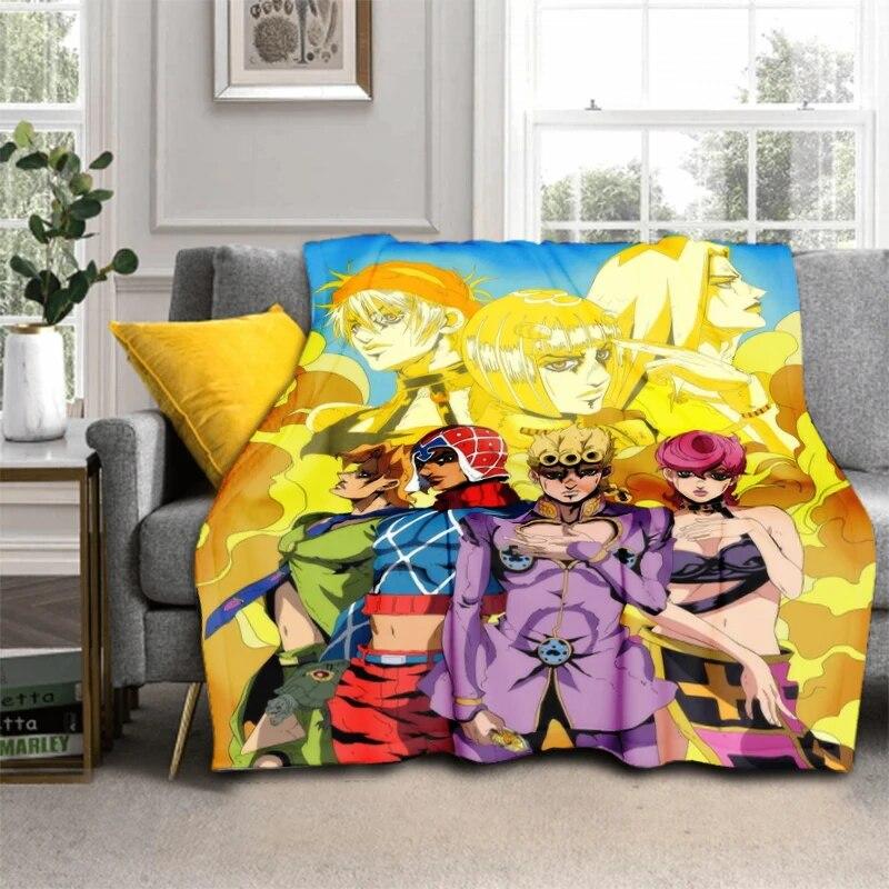 Anime Jojo Bizarre Adventure Cosplay Body 3D Printed Flannel Blanket for Beds Hiking Picnic Fashionable Bedspread Throw Blanket