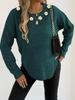 New Autumn and Winter Pullover Tops for Women, Hand-hooked Flower Patchwork Round Neck Comfortable and Casual Sweater