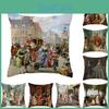 Tangjiamu European Medieval Court Character Cushion Cover Linen Pillow For Home Living Room Sofa Nap Pillow