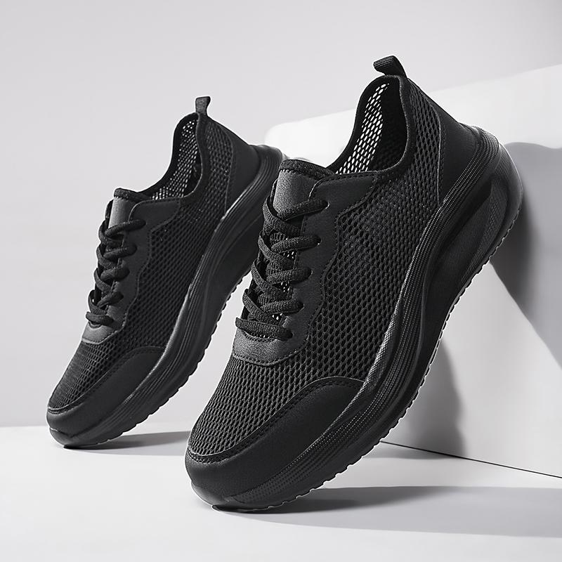 

Fashion Summer Men Casual Shoes Lightweight Lace-up Sneakers Men Breathable Mesh Tenis Masculino Trendy Men Sport Shoes Plus Size 39-48 39 чёрный