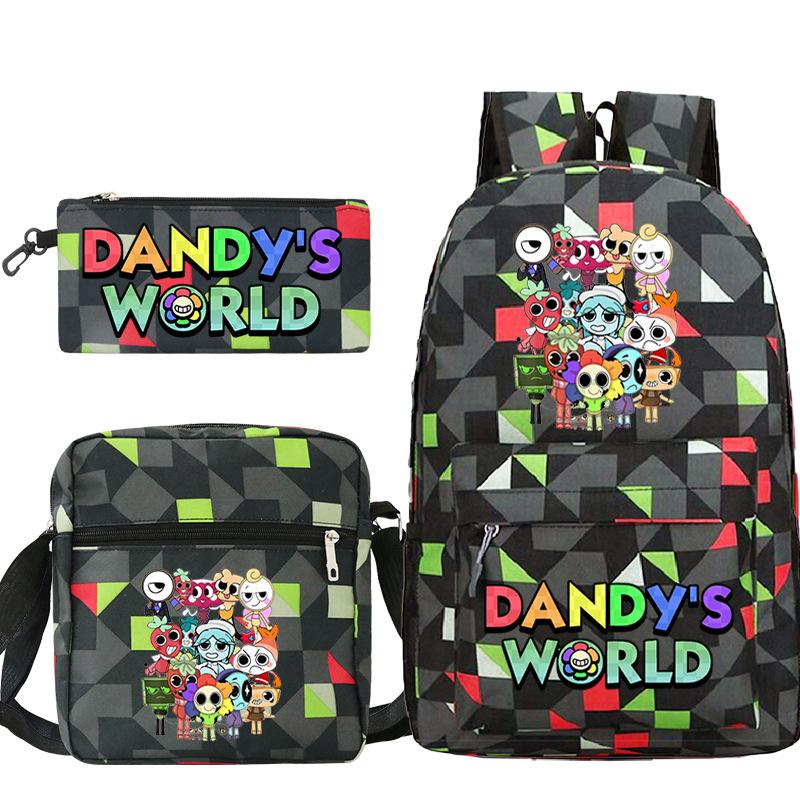 Neue Dandy-Welt Peripherie Druck Schultasche Student Lässige Federtasche Umhängetasche Dreiteiliges Set