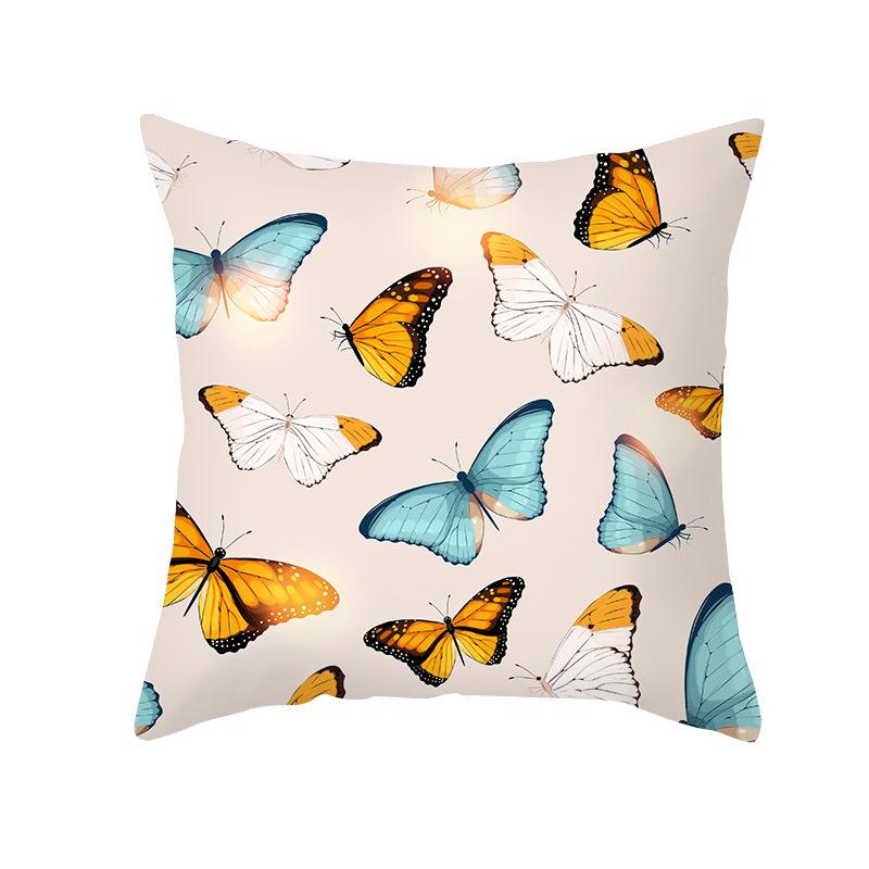 Colorful Butterfly Series Sofa Pillow Cover Nordic Peach Skin Print Office Cushion Pillow Cover Home