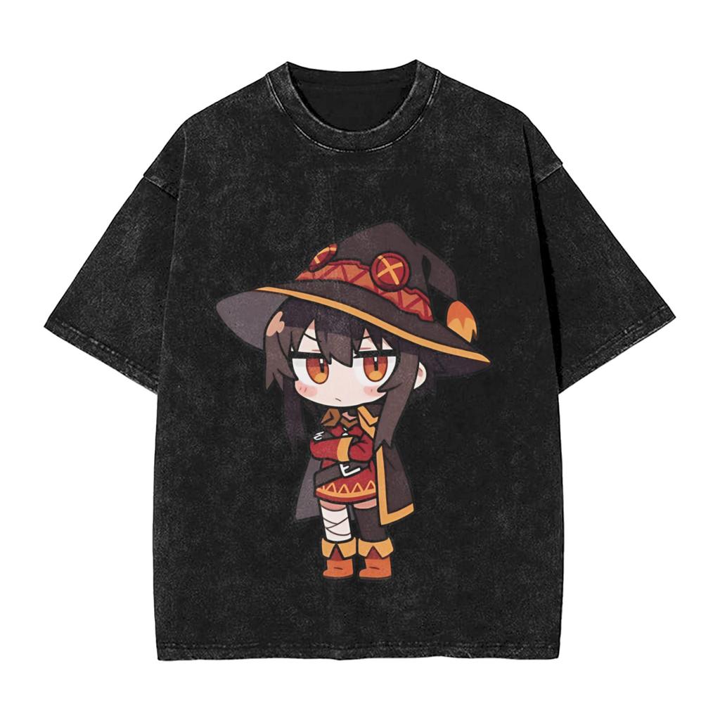 Megumin Konosuba T-Shirt Harajuku T-Shirts Short-Sleeved Streetwear Tops Summer Casual O Neck Oversized Tees