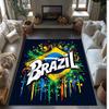 Brazil National Football Team Printed Flannel Area Rug Non Slip Soft Polyester Floor Carpet Indoor Decor Mat for Bedroom Living Room Sofa