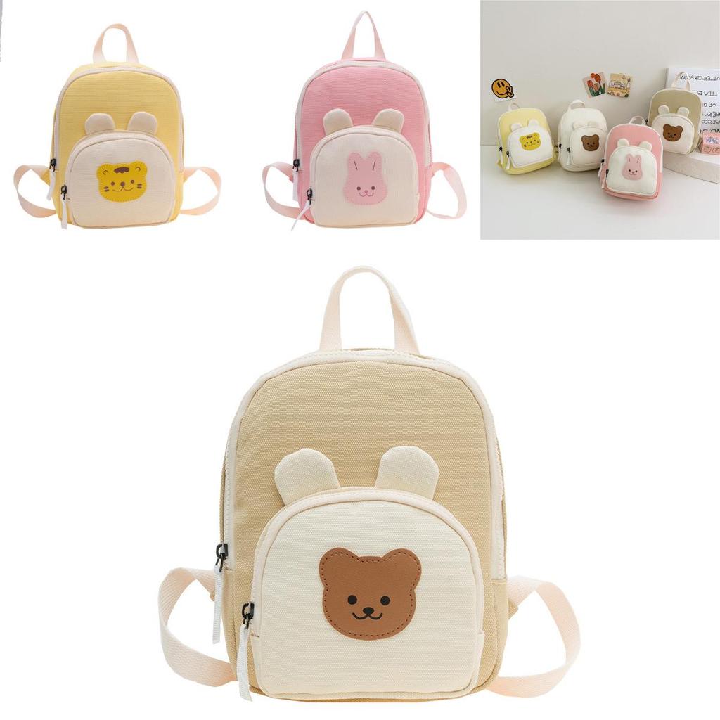 Kids Cartoon Canvas Backpack With Breathable Material For Kindergarten Boys And Girls