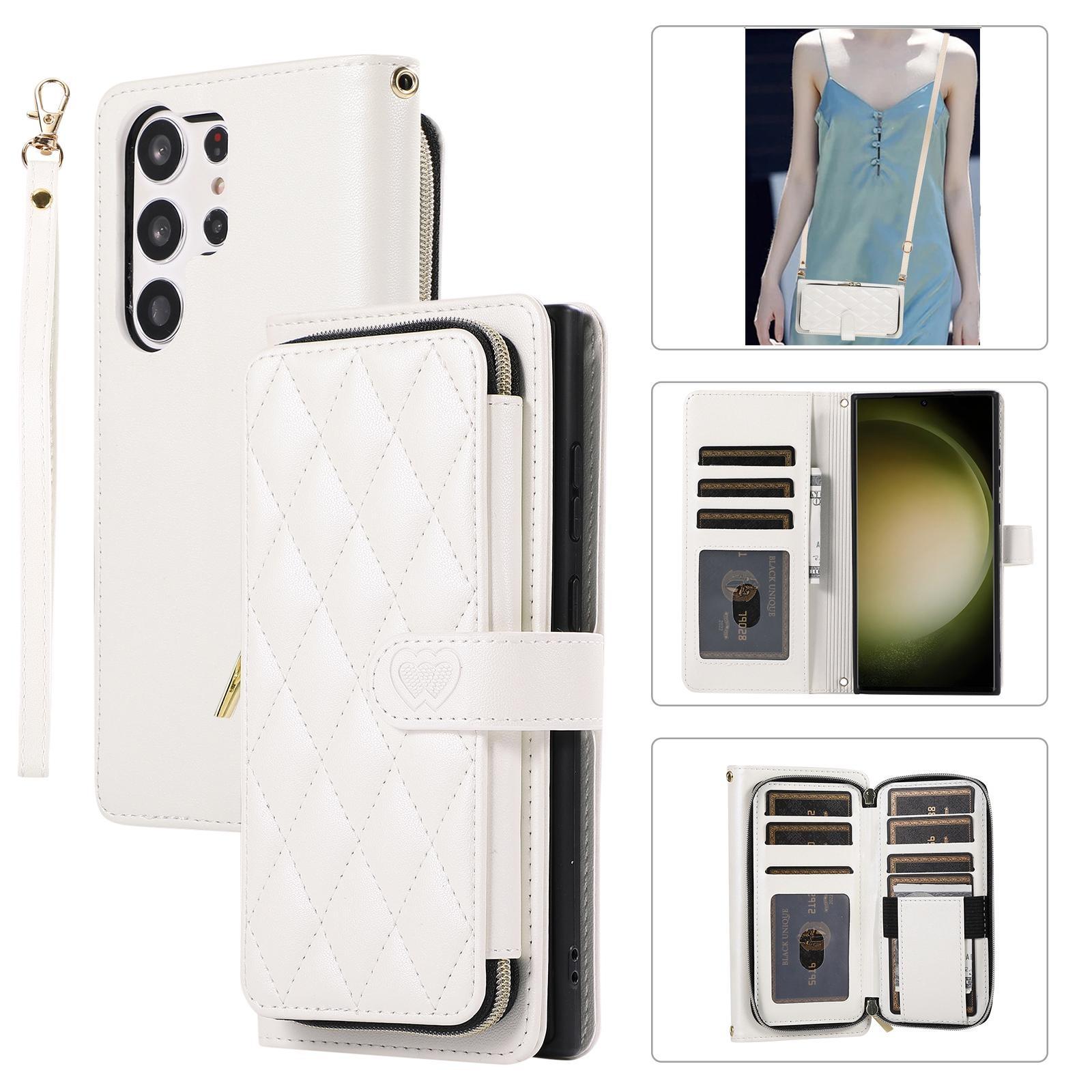 

Кошелек на молнии, сумка на 9 карт, кожаный флип-чехол для Samsung S23 S22 S21 S20 Ultra Plus S21FE A14 A54 A13 A53 A12/iPhone 15 14 13 12 Pro Max XS Max 7P 8P iPhone 6/6S белый