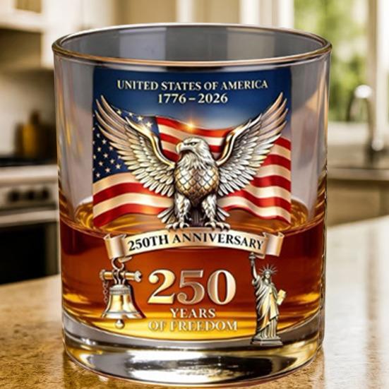 America 250th Anniversary Glass We The People Whiskey Glass Liquor Bourbon Cocktail Glass Patriotic Gift for Father's Day or Veterans