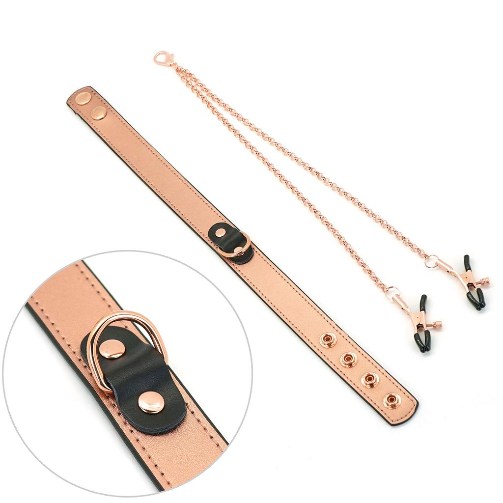 Liebe Seele Collar for People Nipple Clip Set SM Goods Cosplay Rose Gold Choker