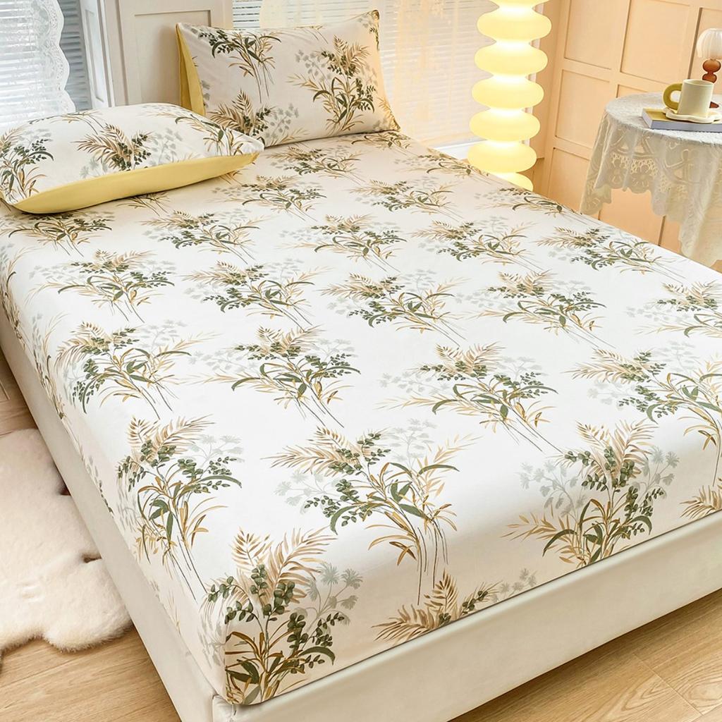 Printed Bedroom Home Hotel Light Beige Soft and Comfortable Bed Sheet