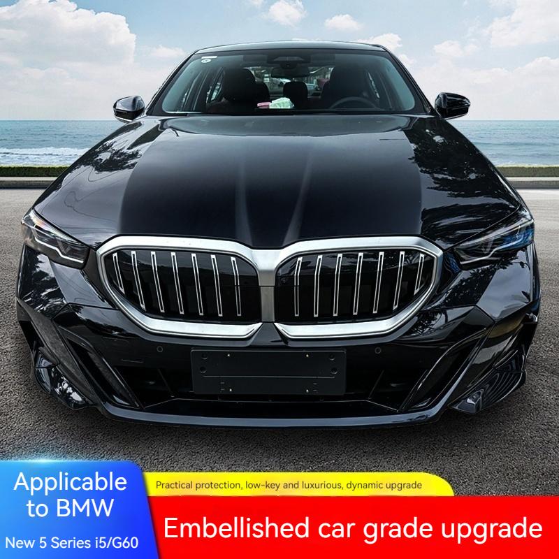 For BMW 5 Series I5 G60 ABS Black Car Front Bumper Lip Splitter Spoiler Fog Light Trim Cover  Exterior Auto Accessories