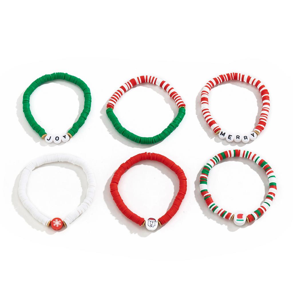 Christmas Letter Contrasting Bracelet Set, Creative Santa Gift Letter Jewelry