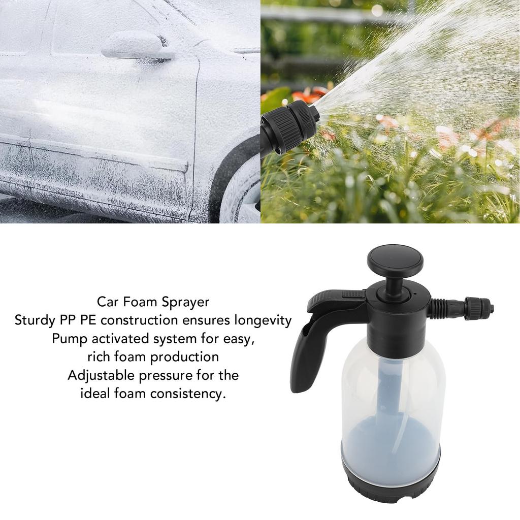 Foam Sprayer 2L Adjustable Pressure Foaming Pump Sprayer Hand Pump Pressure Sprayer for Car Wash Garden Furniture Window Driveway Deck