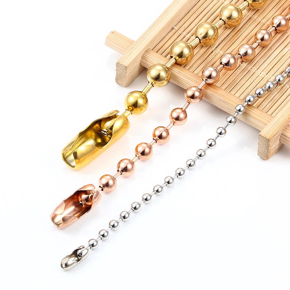 100/200pcs Metal Ball Chain Connectors Clasps 1.5/2.0/2.4/3.2mm for DIY Bracelet Necklace Tag Bead Chain Jewelry Making Supplies