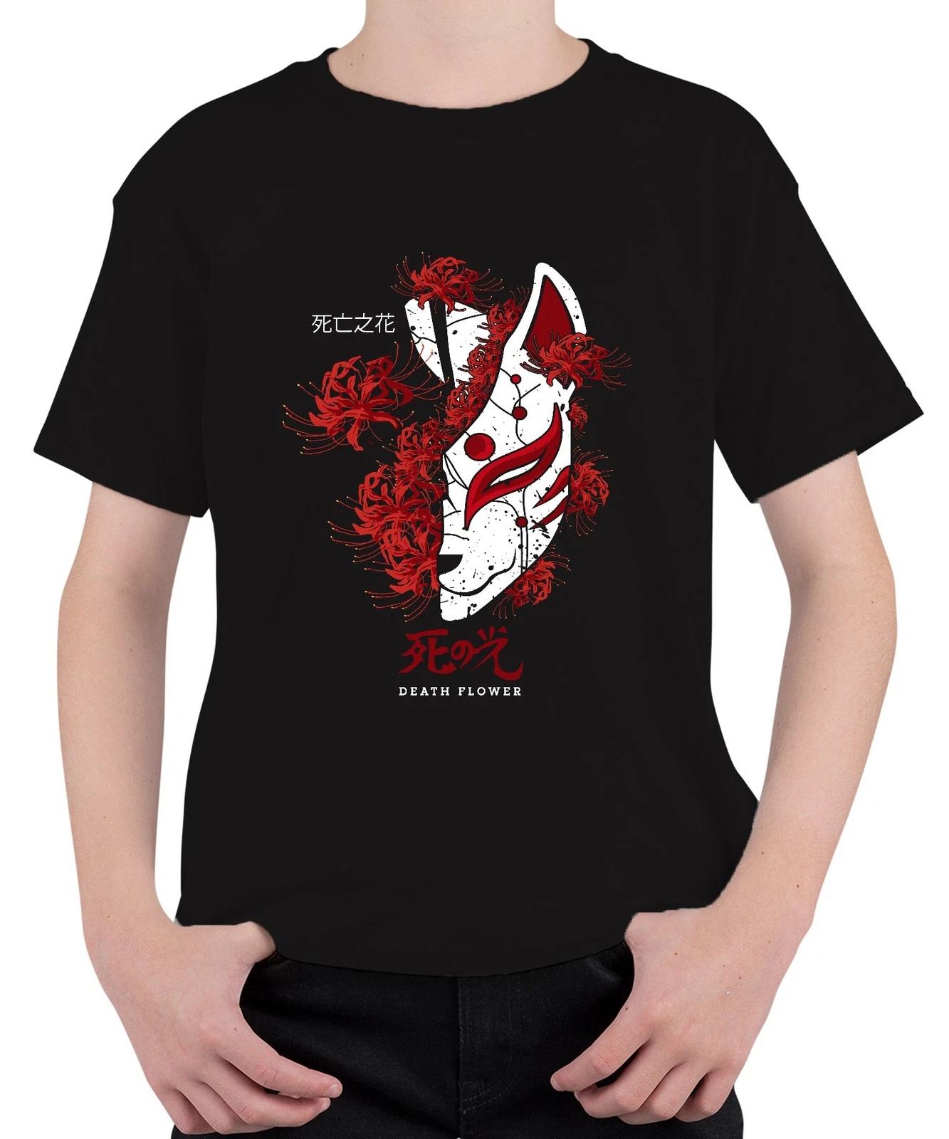 Kitsune Maske Spinnenlilie Higanbana Lycoris DEATH FLOWER retro Unisex Kinder T- XXXXL