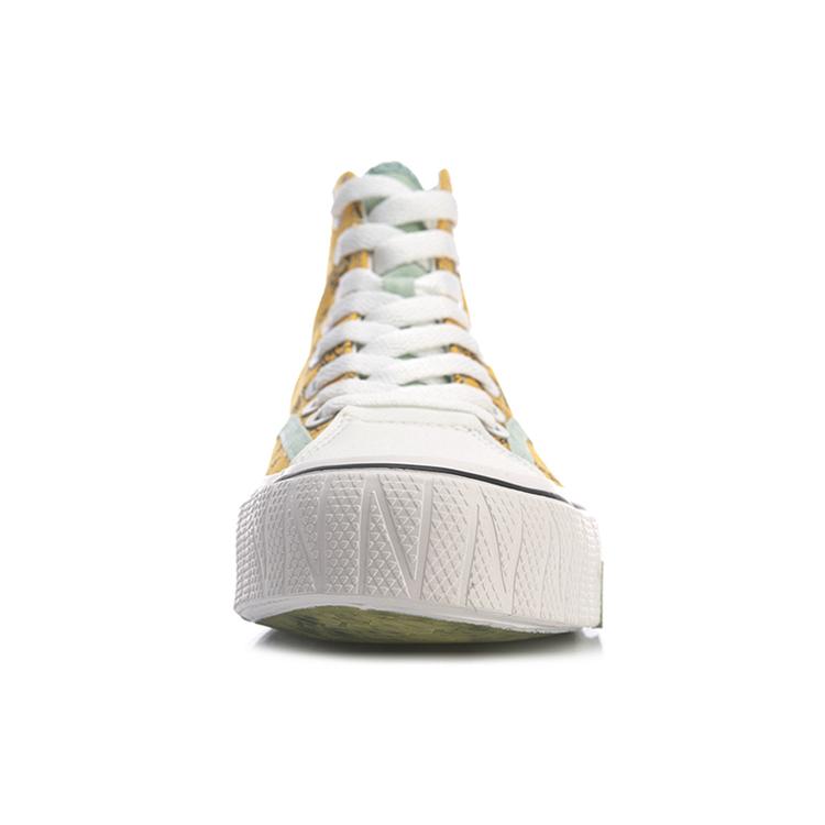New LINE FRIENDS X LiNing Wear Resistant Coverage High Top Canvas Shoes Women's Yellow AGCQ594-1