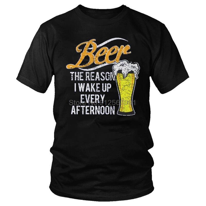 

Mens Beer TShirt Funny The Reason I Wake Up Every Afternoon Tshirt Short Sleeve Hip Hop T Shirt Homme Cotton Tee Clothing S разноцветный
