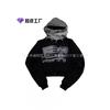 Oversized Hooded Sweatshirt With Letter Print Patchwork Design Loose Fit Streetwear Men Fall